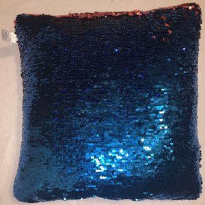 Red and blue mermaid sequin pillow